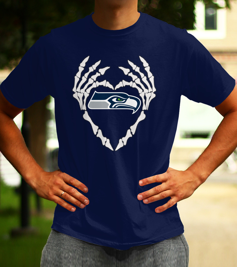Seahawks Skull Bones Heart T-Shirt