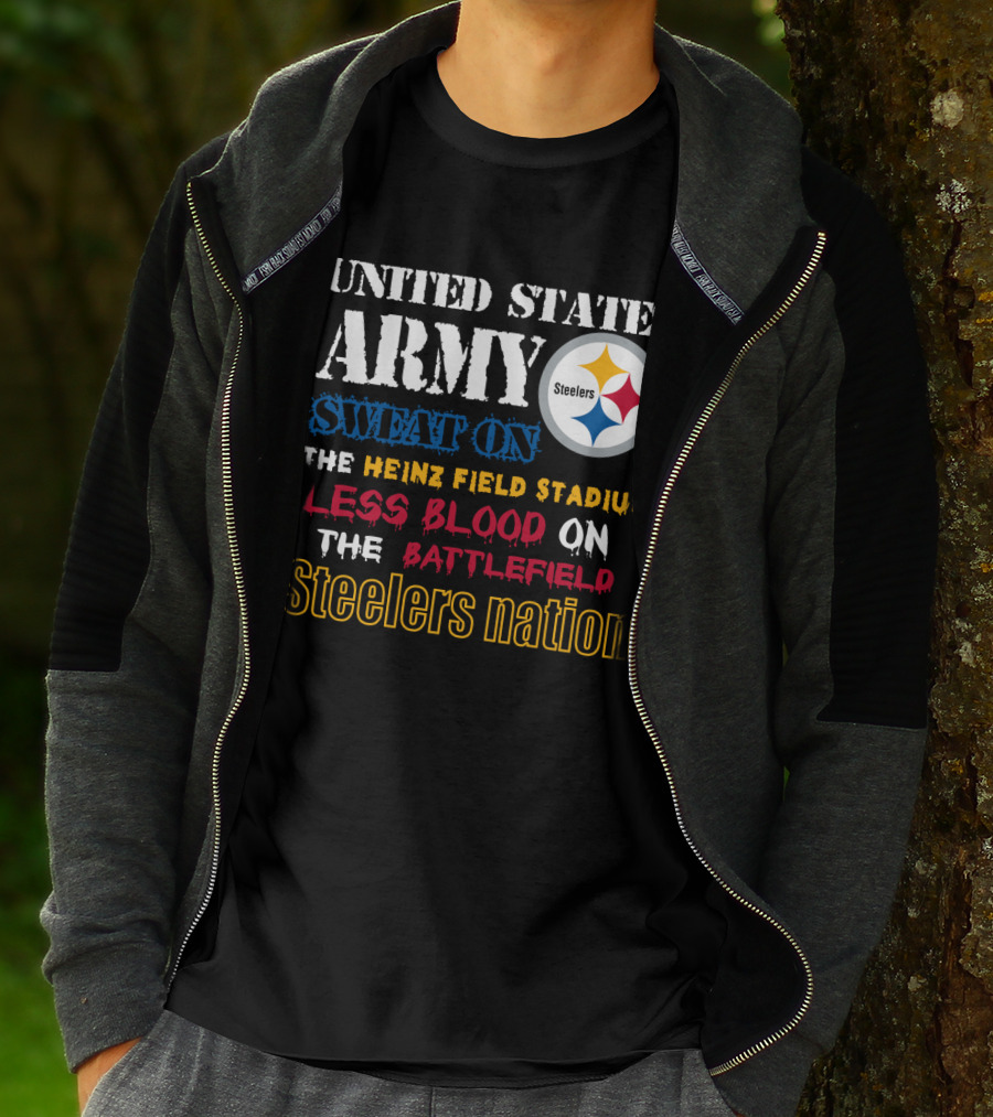 United States Army Steelers Nation Heinz Field Stadium Sweat Less Blood Battlefield T-Shirt