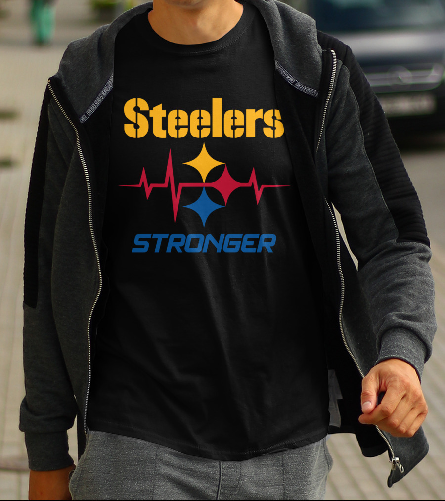 Steelers Stronger With Heartbeat And Iconic Star T-Shirt