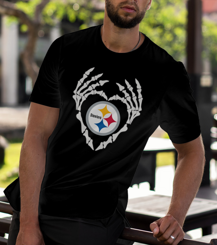 Steelers Skeleton Heart T-Shirt