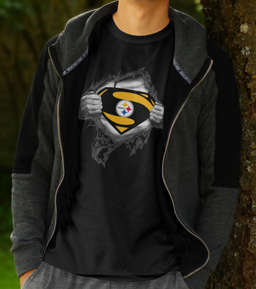 Super Steelers Emblem Rip Through T-Shirt