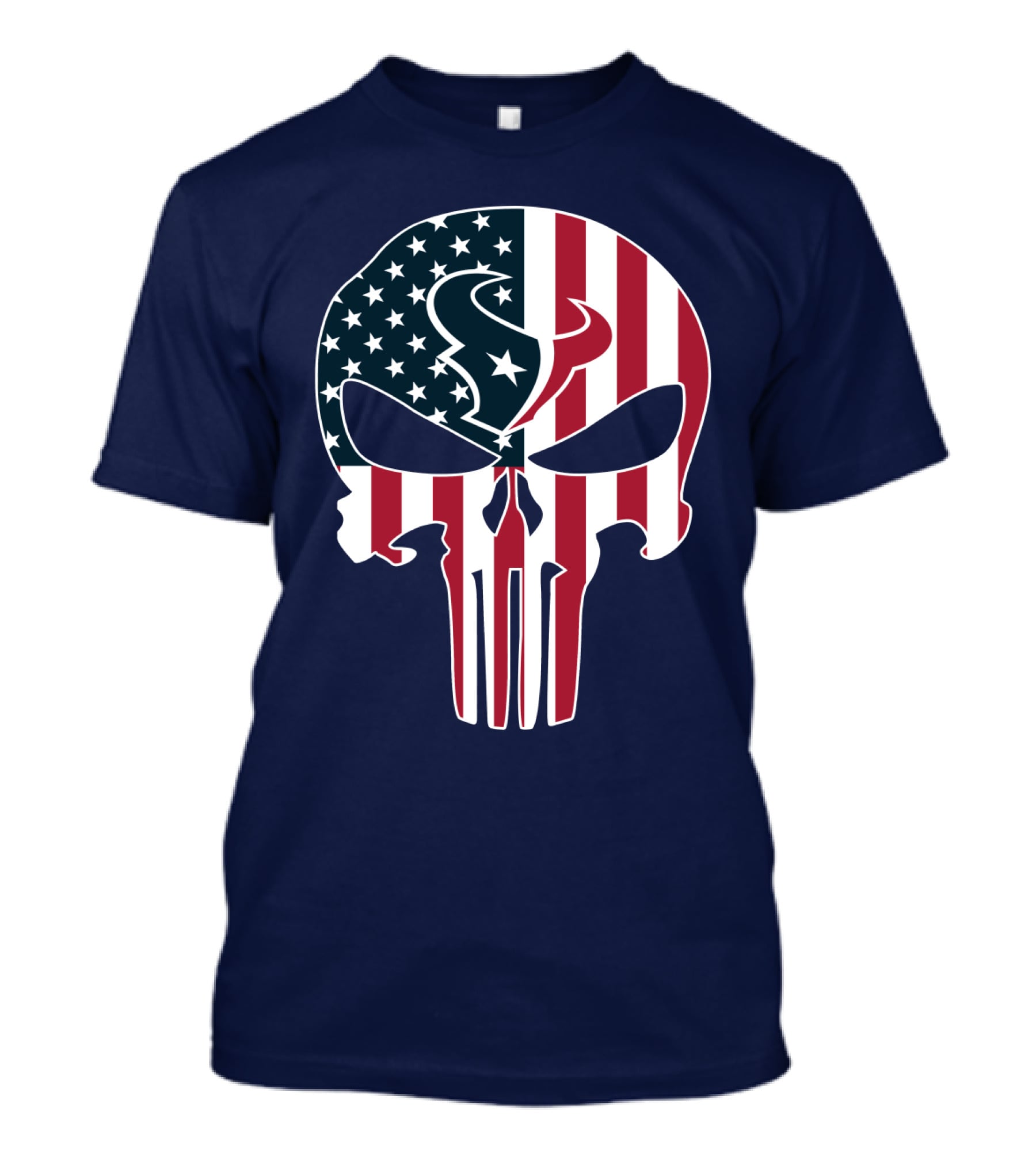Texans Punisher Skull American Flag T-Shirt