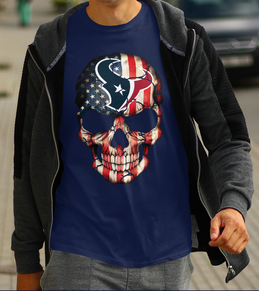 Texans Skull American Flag T-Shirt
