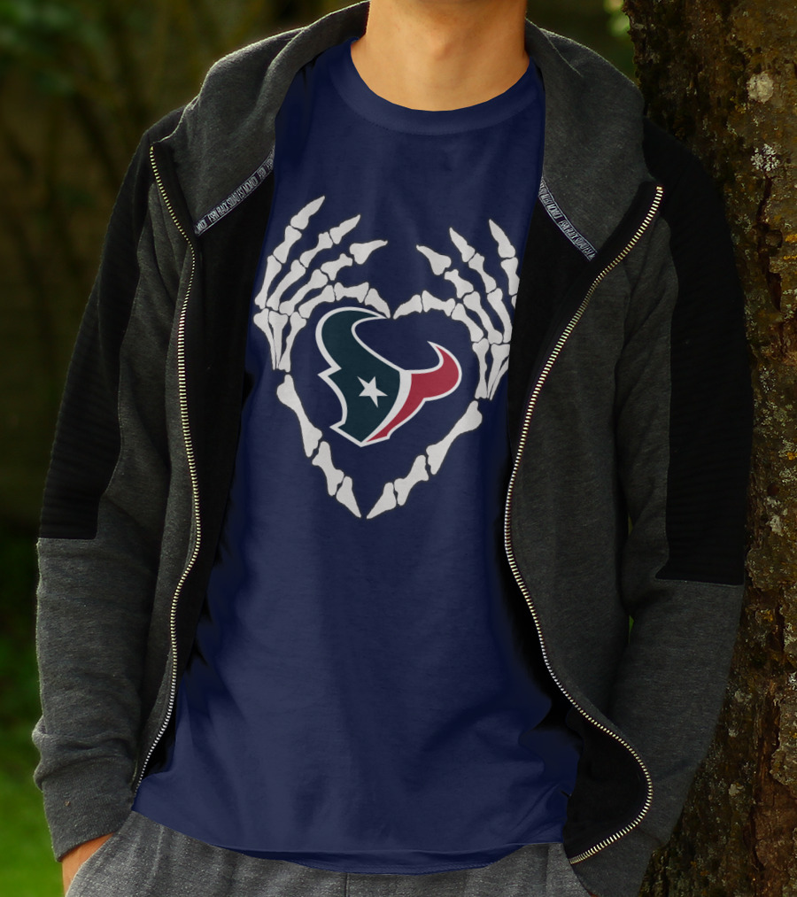 Texans Skeleton Hands Heart T-Shirt