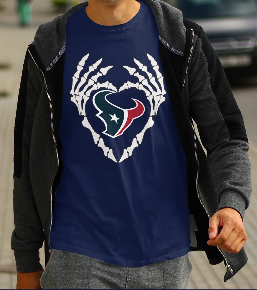 Texans Skeleton Hands Heart T-Shirt