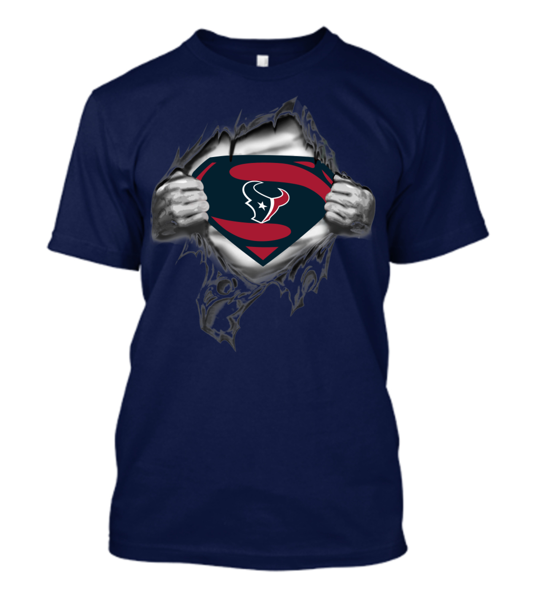 Texans Superhero Logo Rip T-Shirt