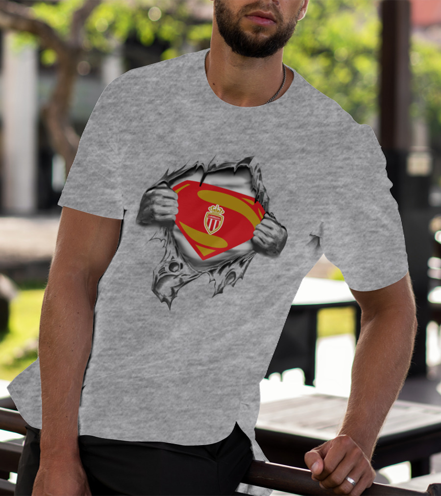 As Monaco Superman Shield Logo Hands Ripping T-Shirt