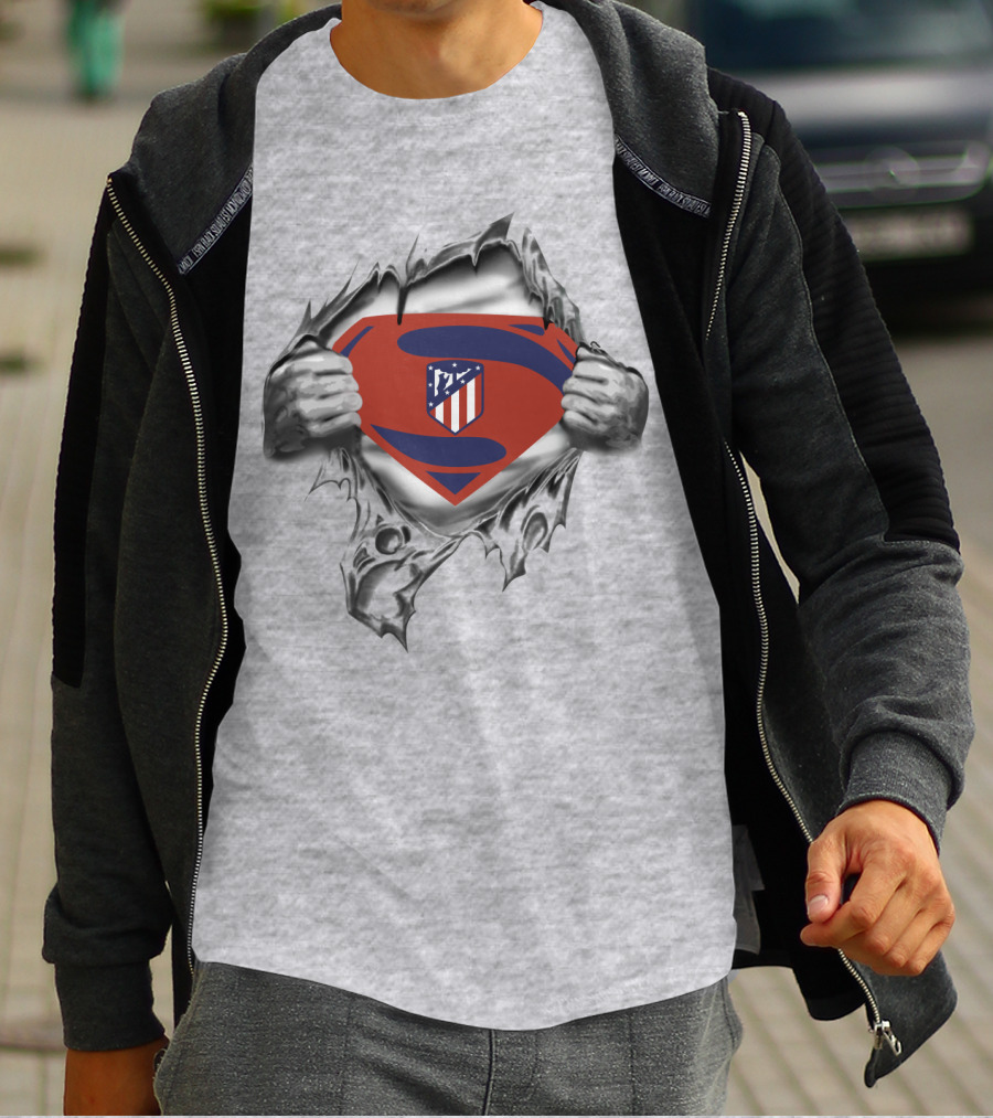 Atletico Madrid Superman Shield Logo Fusion T-Shirt