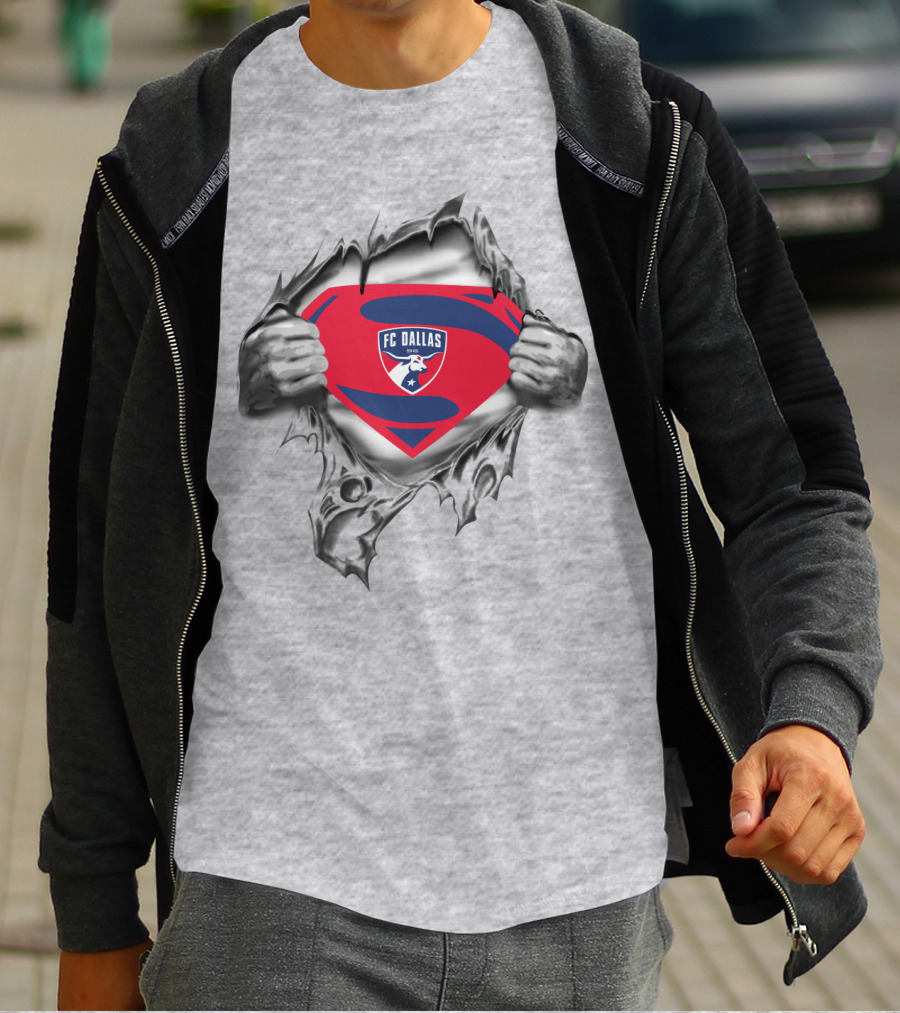 Fc Dallas Superman Logo Torn Fabric T-Shirt