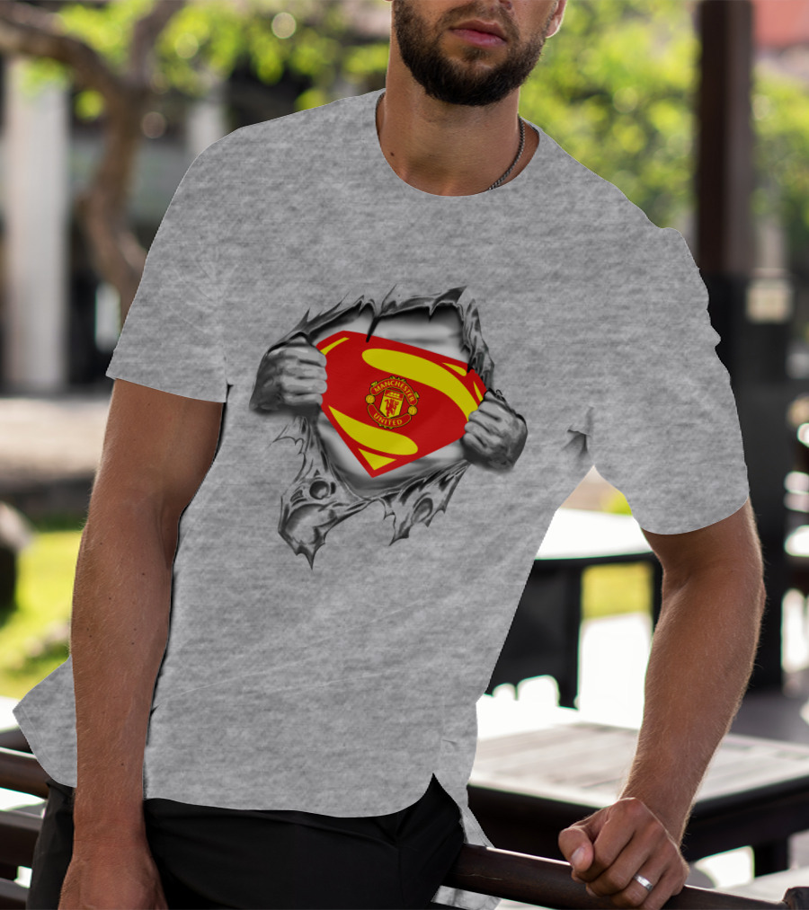 Superman Manchester United Crest Rip Open T-Shirt