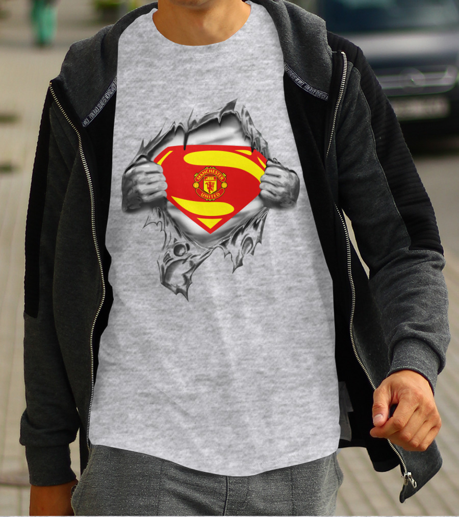 Superman Manchester United Crest Rip Open T-Shirt
