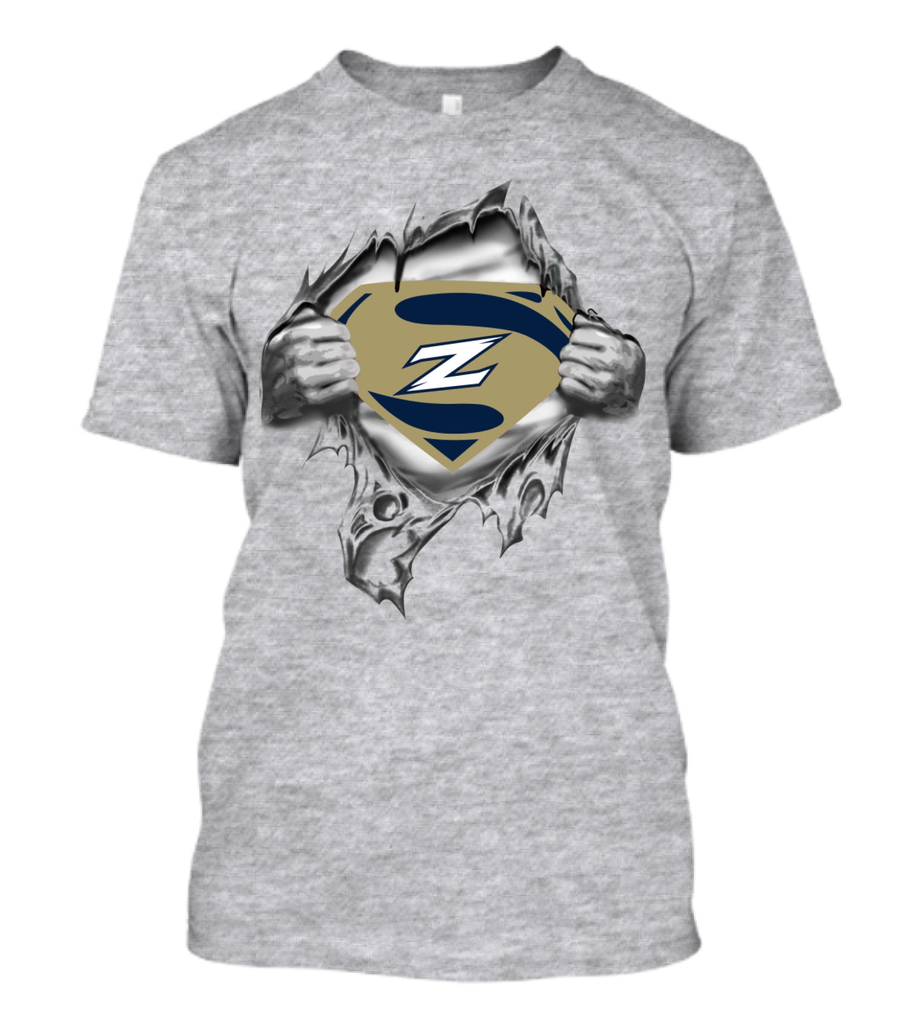Super Z Akron Zips Emblem In Torn Metallic Style T-Shirt