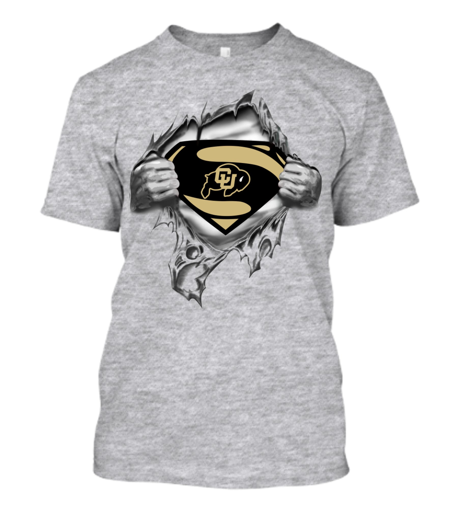 Colorado Buffaloes Cu Superman Logo Rip T-Shirt