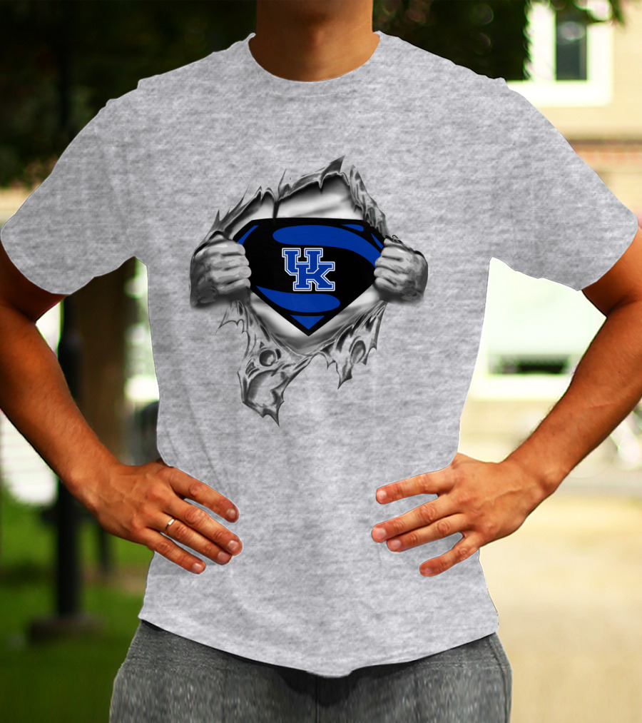 Uk Blue Superman Emblem Kentucky Wildcats T-Shirt