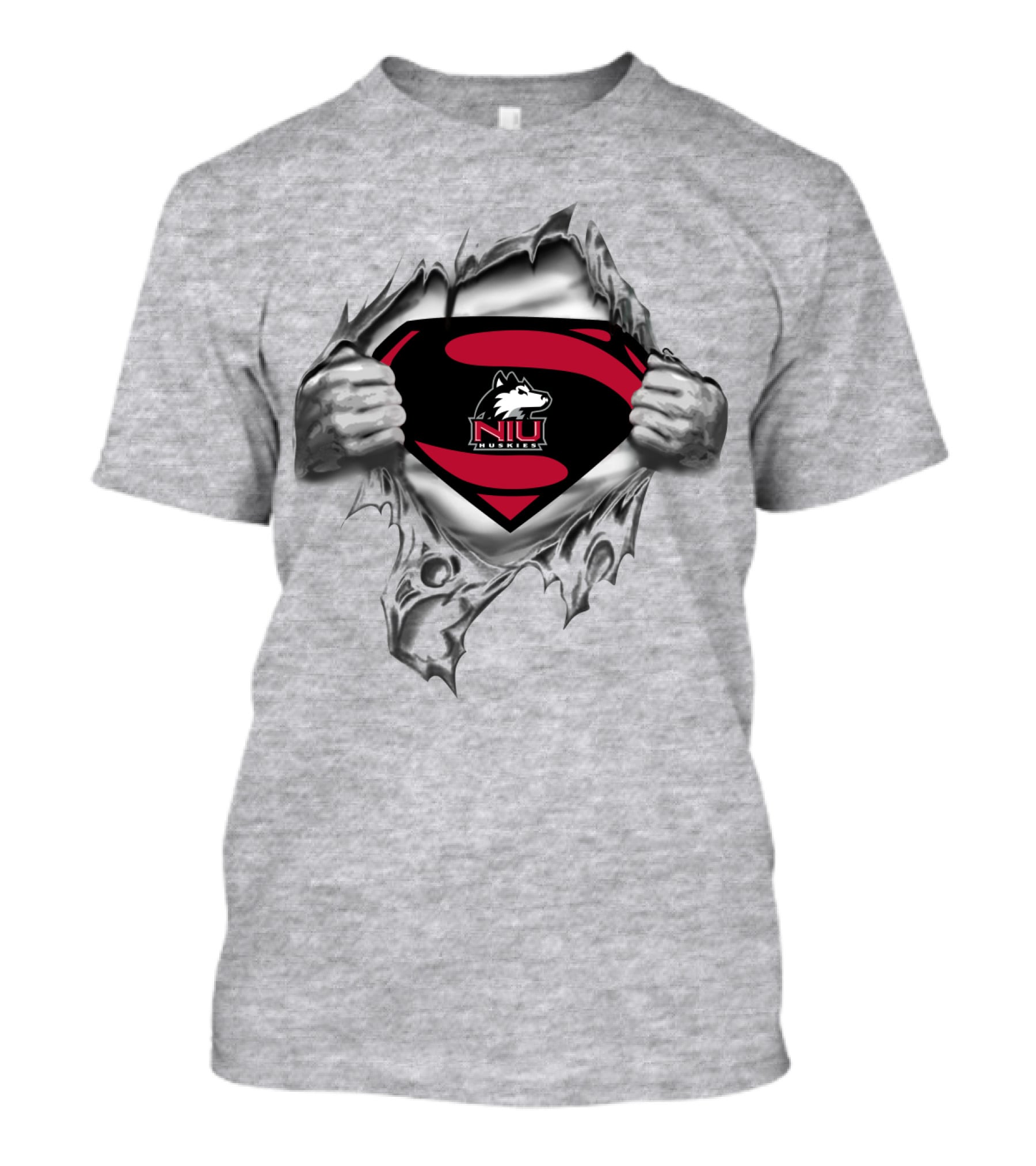Niu Huskies Superman Logo Tear Northern Illinois Huskies T-Shirt