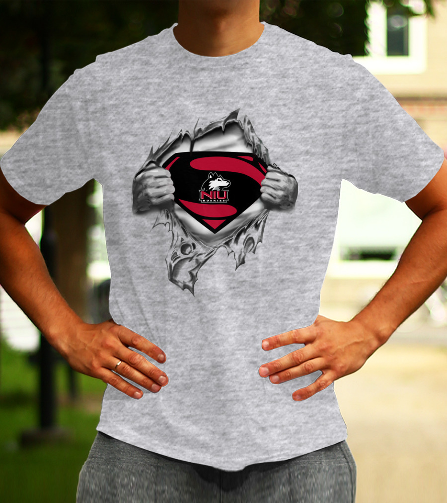 Niu Huskies Superman Logo Tear Northern Illinois Huskies T-Shirt