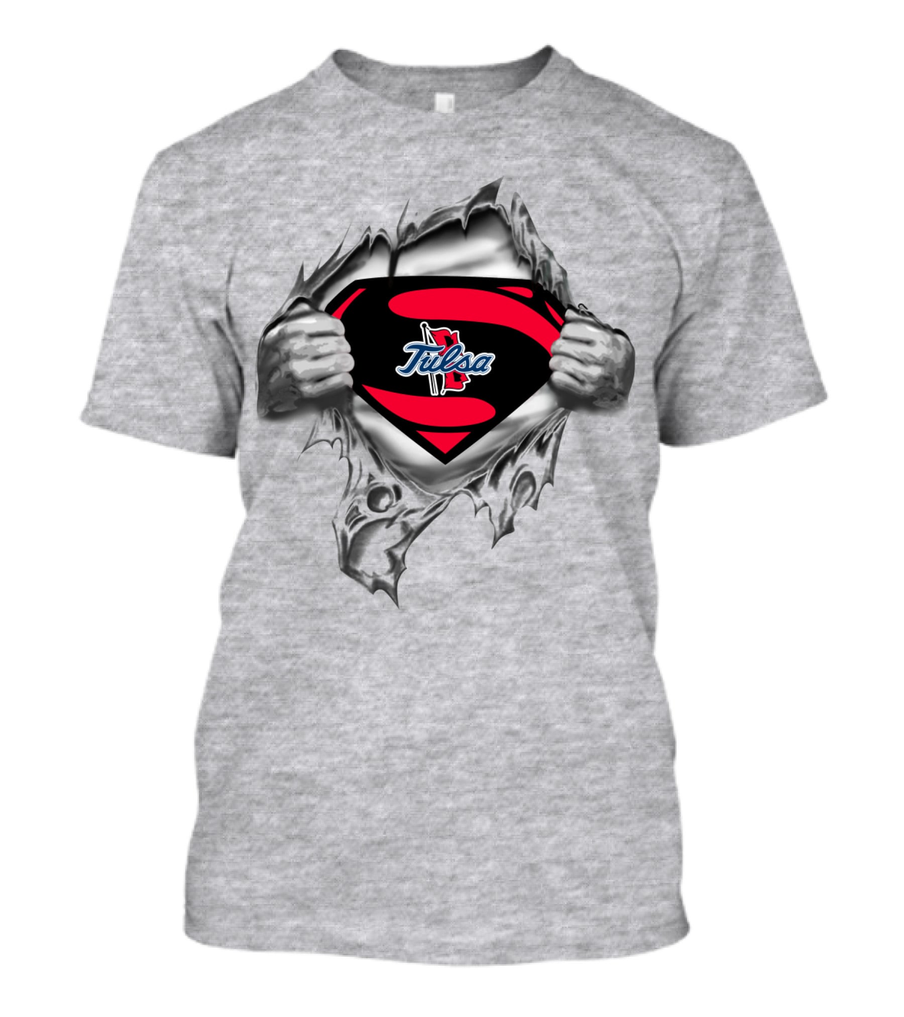 Tulsa Golden Hurricane Superman Logo Rip Superman Style T-Shirt
