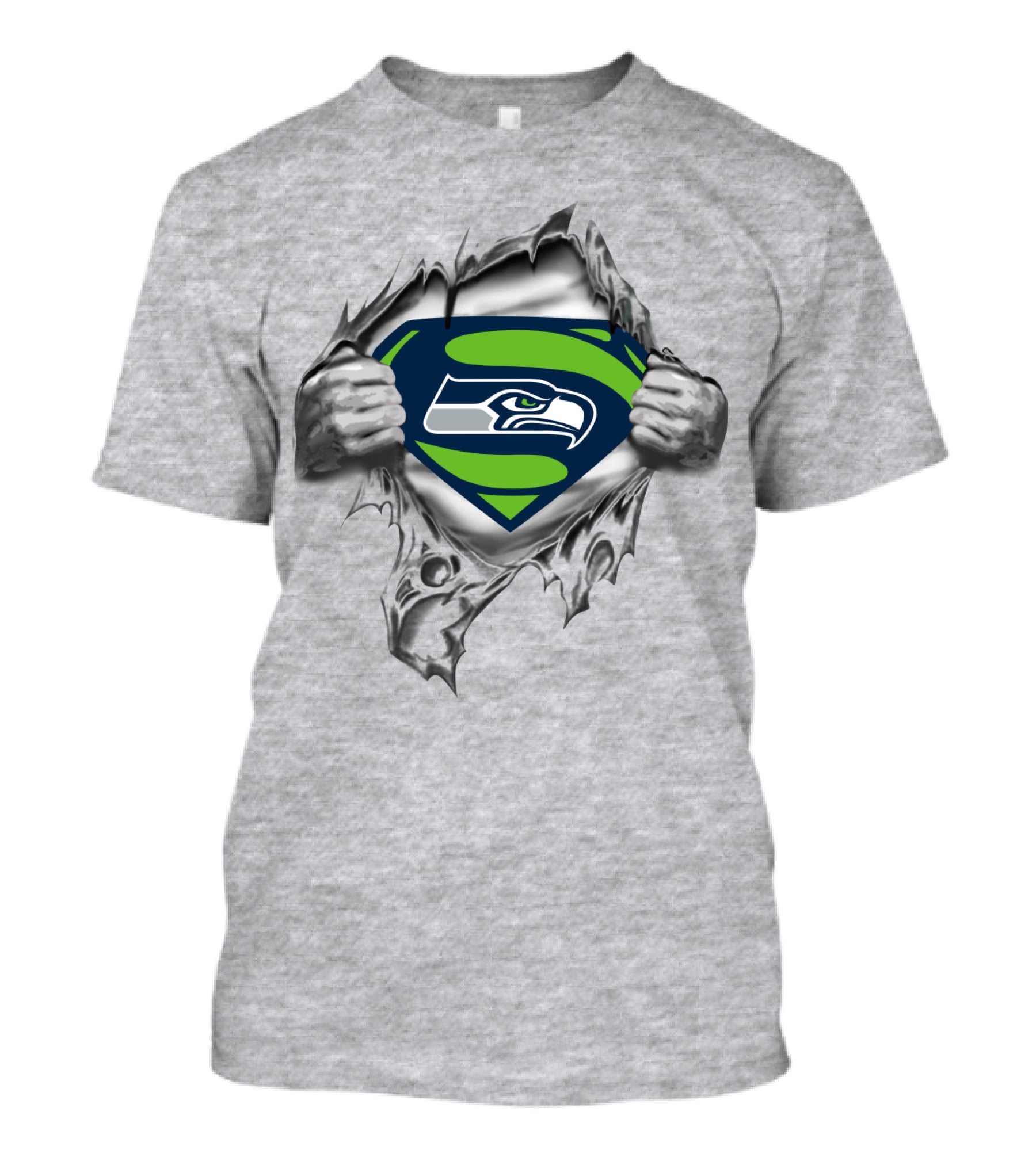 Seattle Seahawks Superman Shield Rip T-Shirt