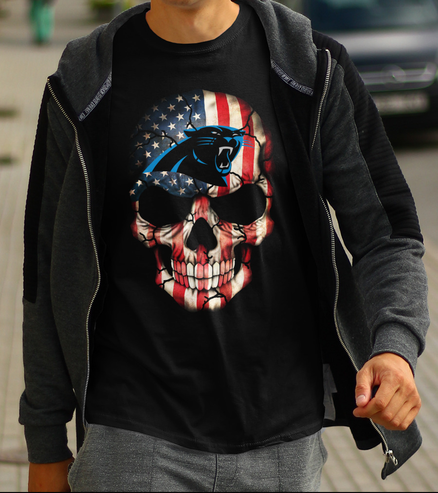 Panthers American Flag Skull T-Shirt