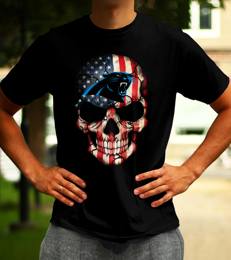Panthers American Flag Skull T-Shirt