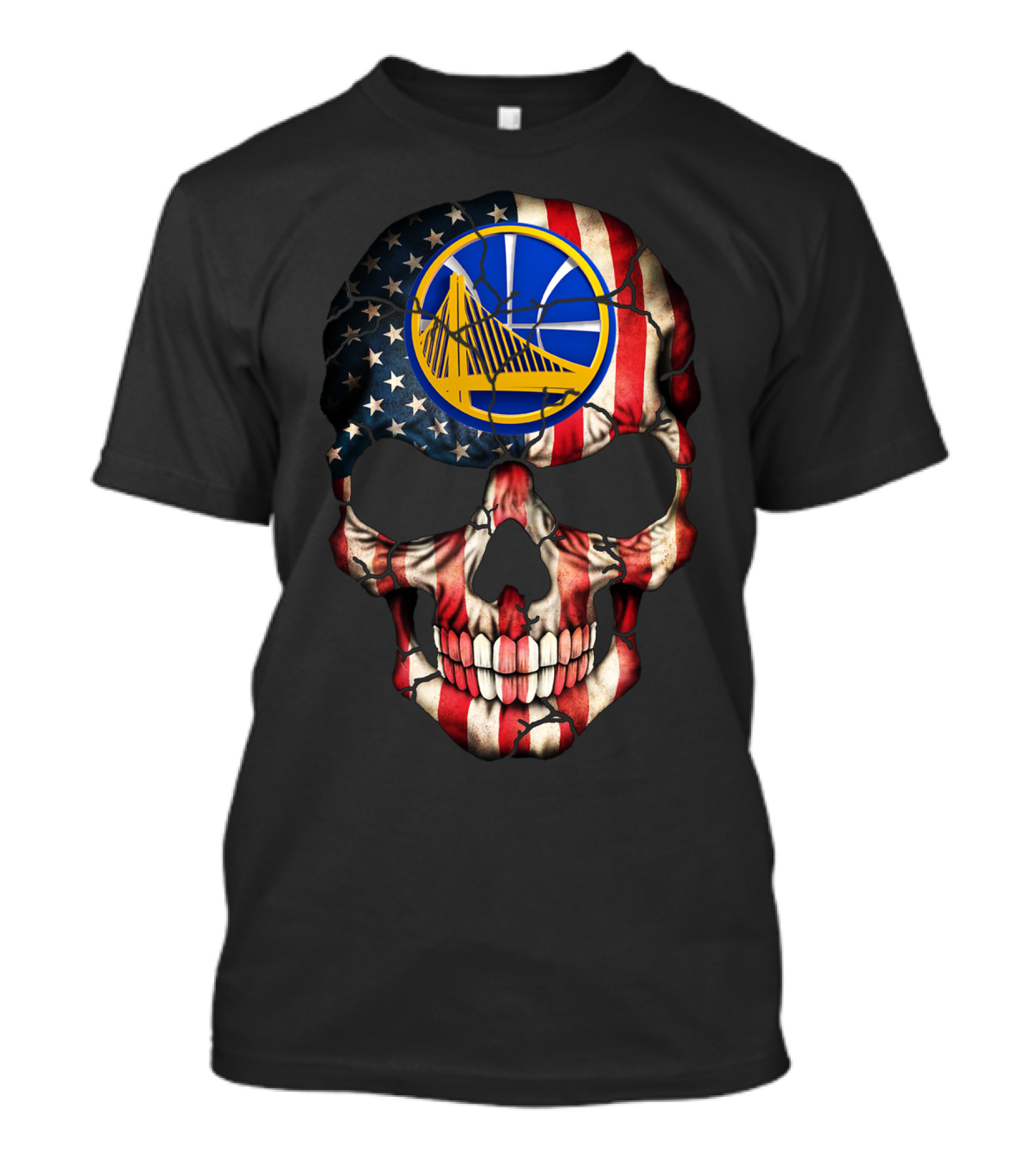 Golden State Warriors American Flag Skull T-Shirt