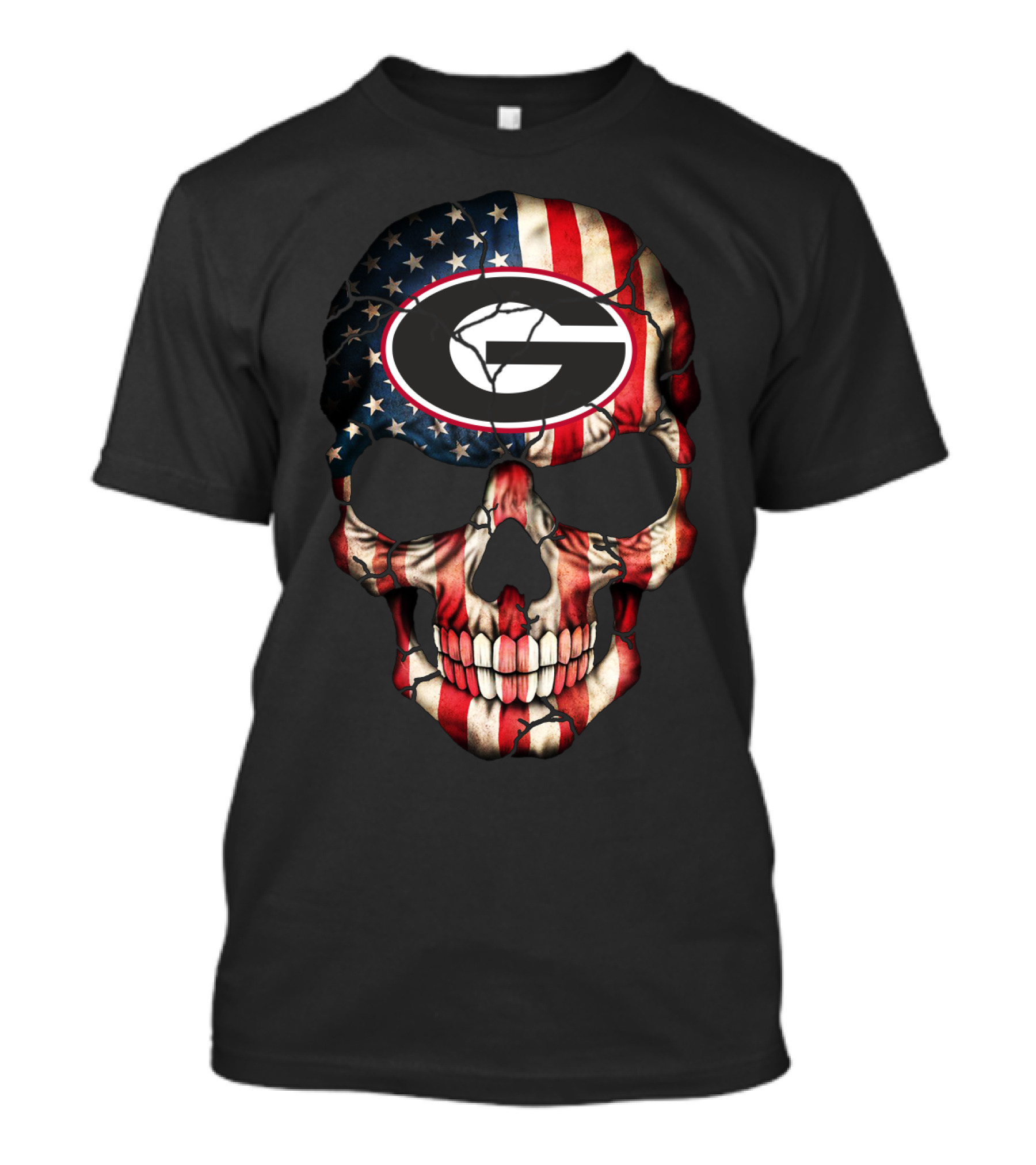 Georgia Bulldogs Skull American Flag T-Shirt
