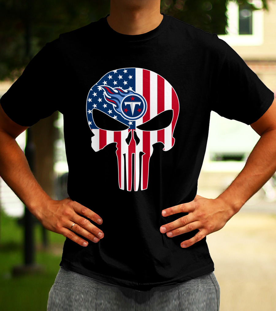 Tennessee Titans American Flag Skull T-Shirt