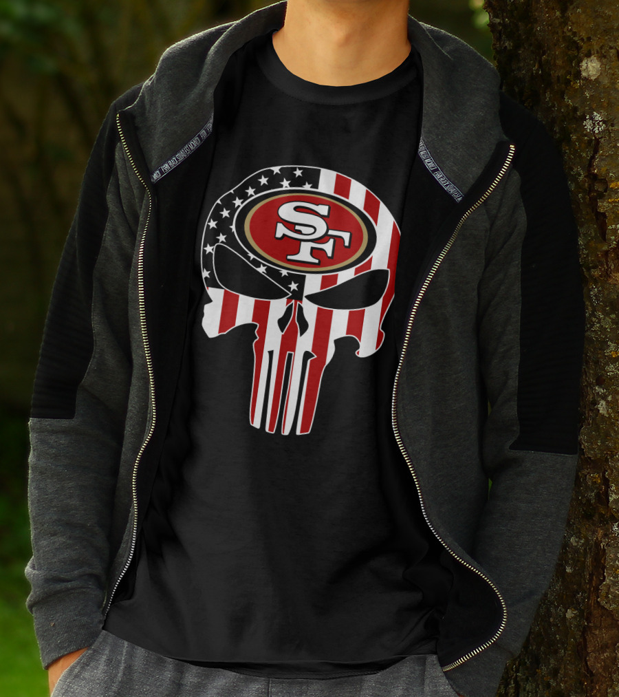 Sf 49ers American Flag Skull T-Shirt
