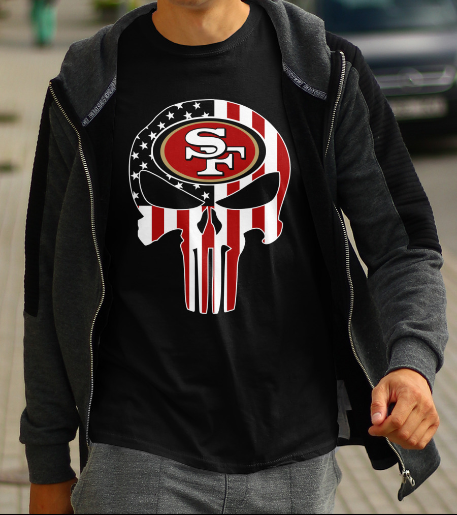Sf 49ers American Flag Skull T-Shirt