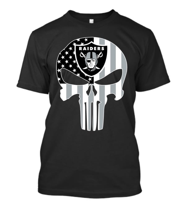 Raiders Punisher Skull American Flag T-Shirt