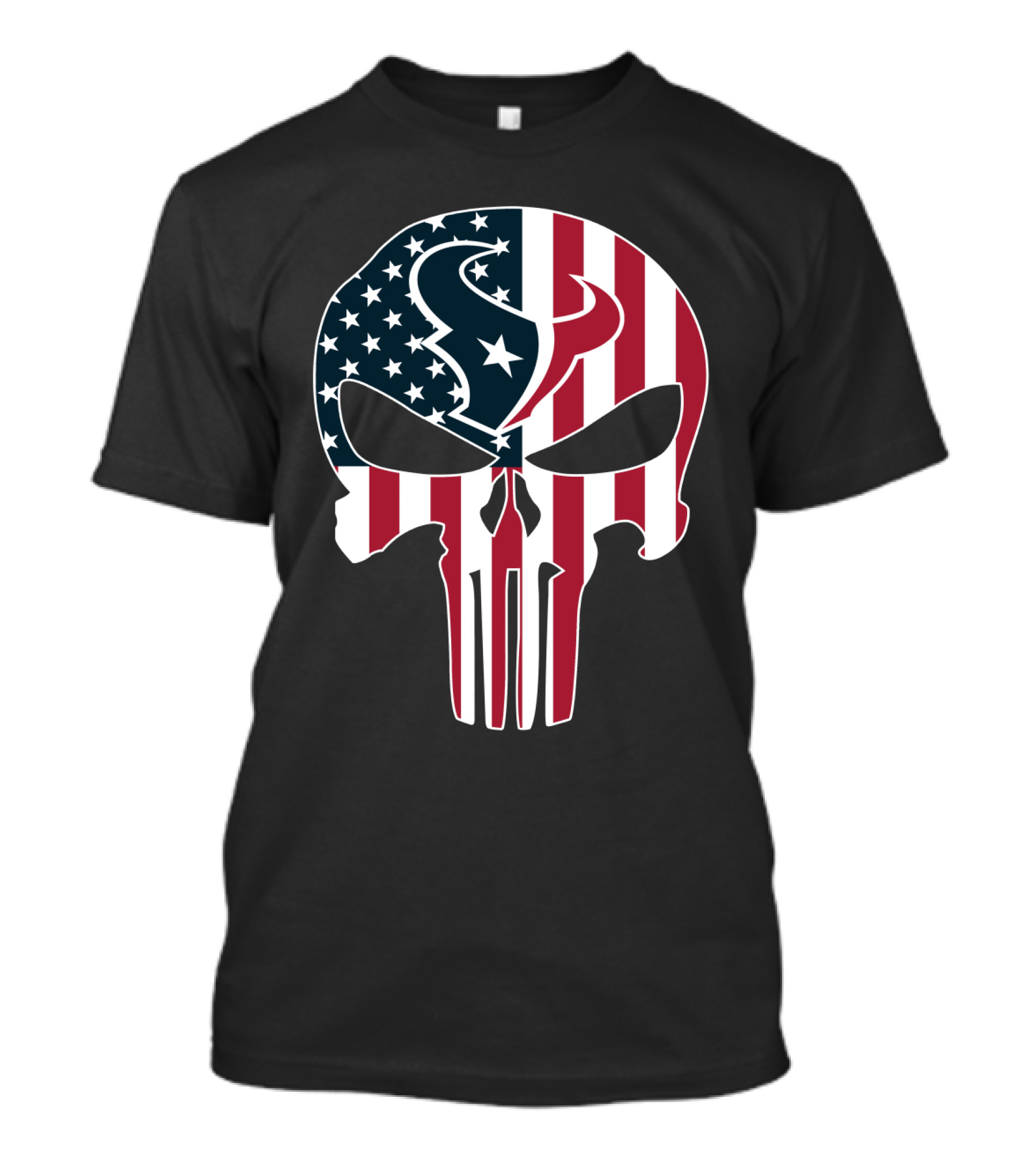 Houston Texans American Flag Skull T-Shirt