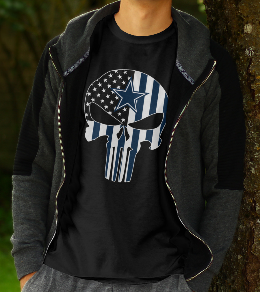 Dallas Cowboys Punisher Skull American Flag T-Shirt