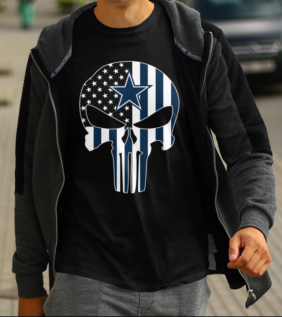 Dallas Cowboys Punisher Skull American Flag T-Shirt