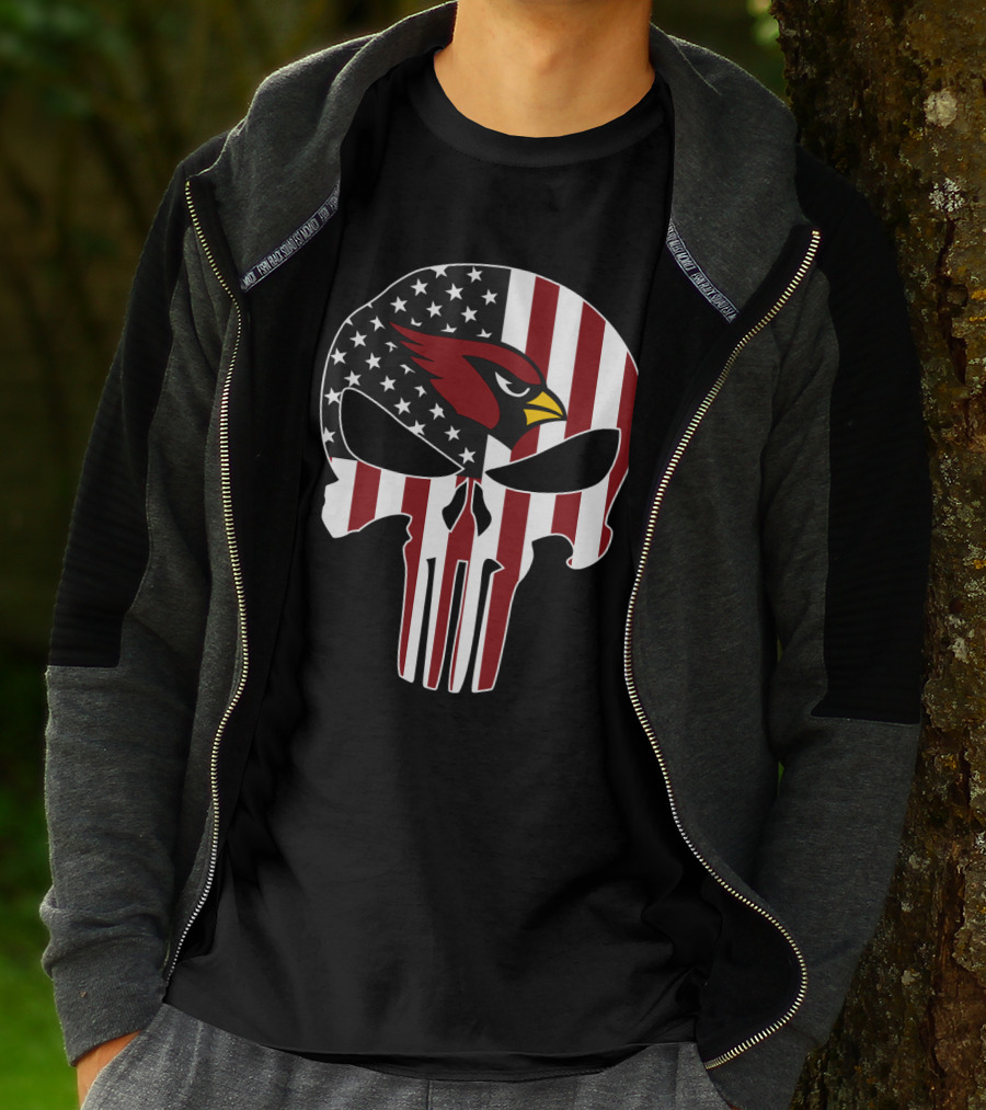 American Flag Punisher Skull Cardinals T-Shirt