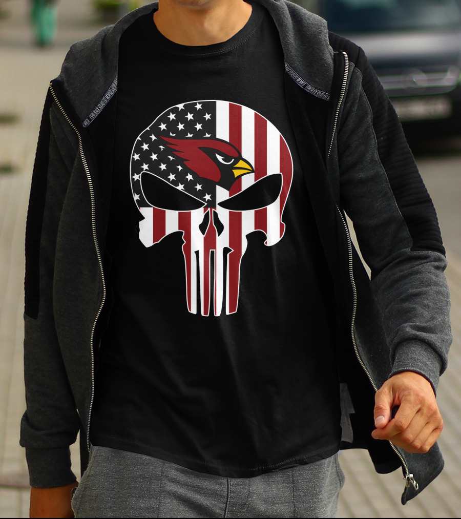 American Flag Punisher Skull Cardinals T-Shirt