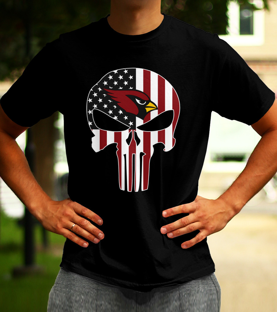 American Flag Punisher Skull Cardinals T-Shirt
