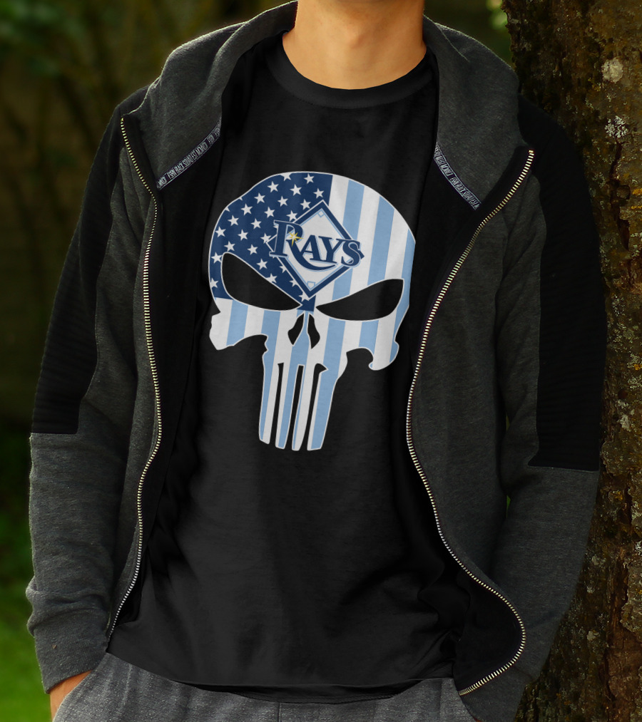 Rays Skull With American Flag T-Shirt