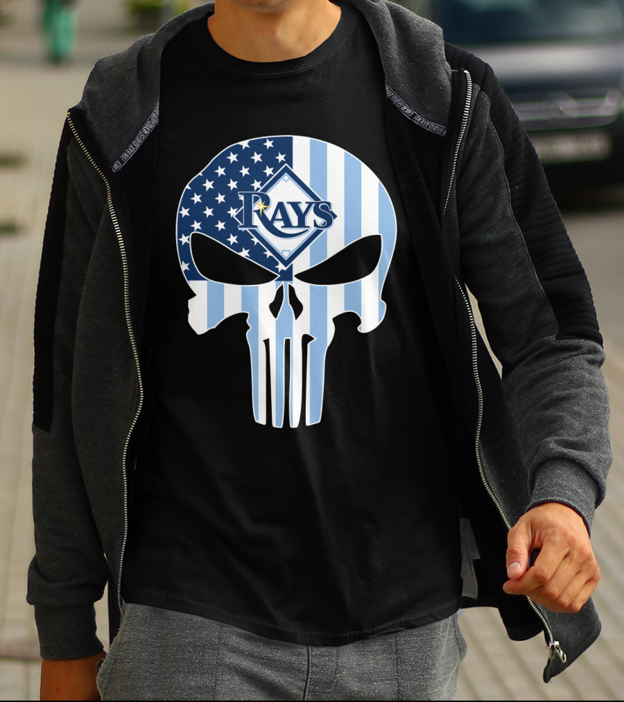 Rays Skull With American Flag T-Shirt
