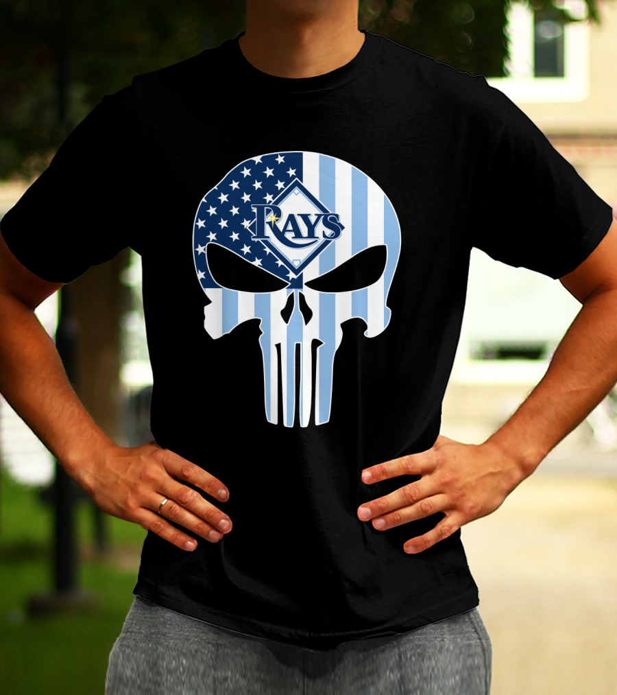 Rays Skull With American Flag T-Shirt