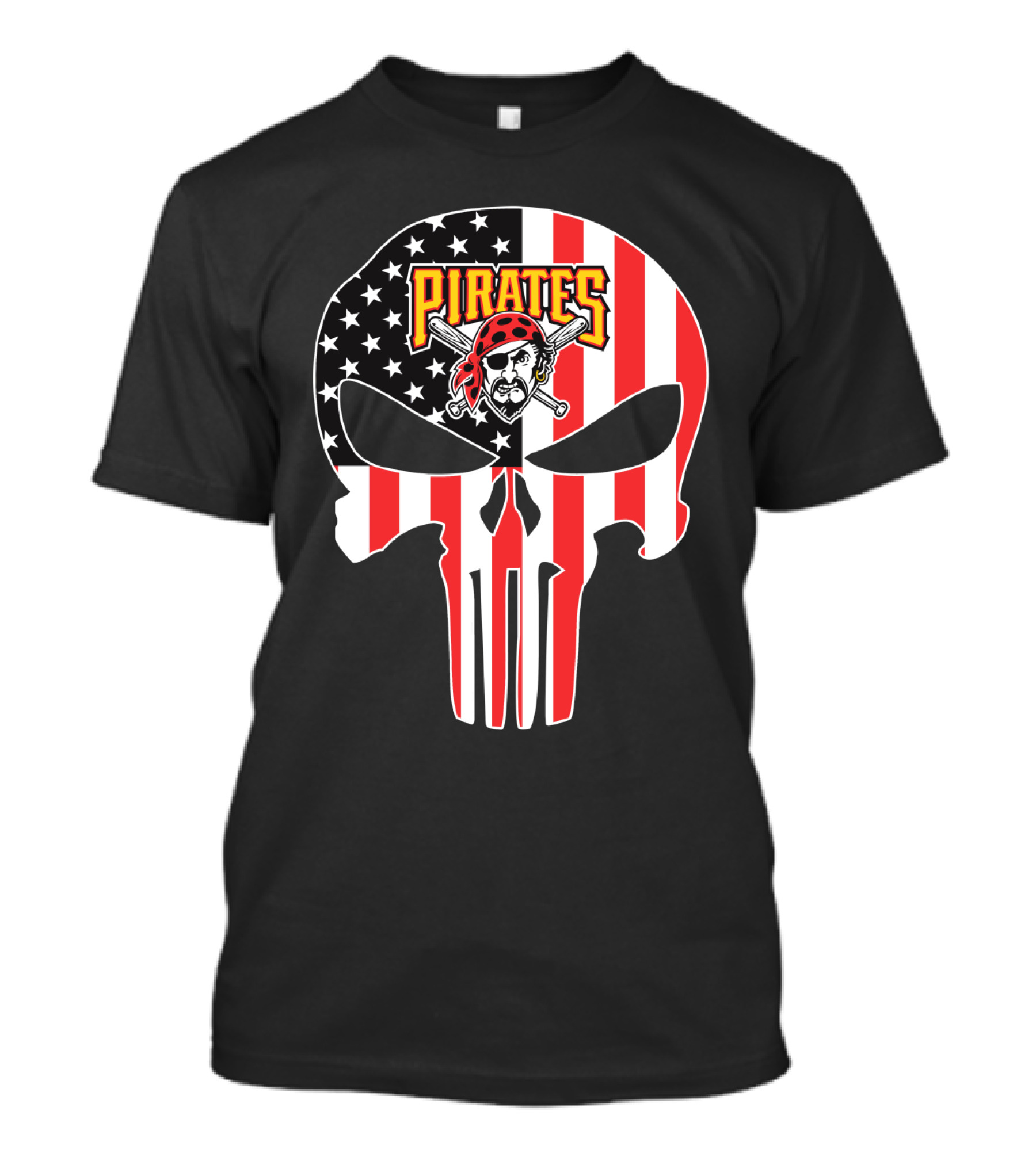 Pirates Skull American Flag T-Shirt