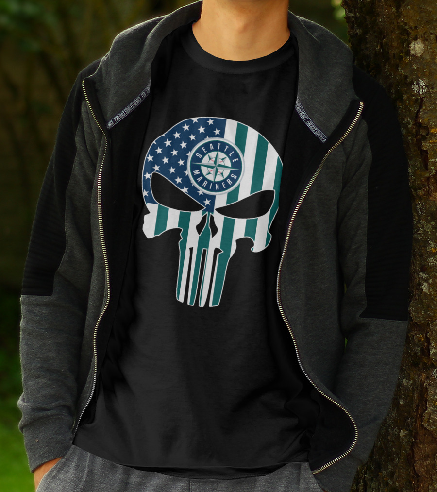 Seattle Mariners Skull Stars Stripes T-Shirt