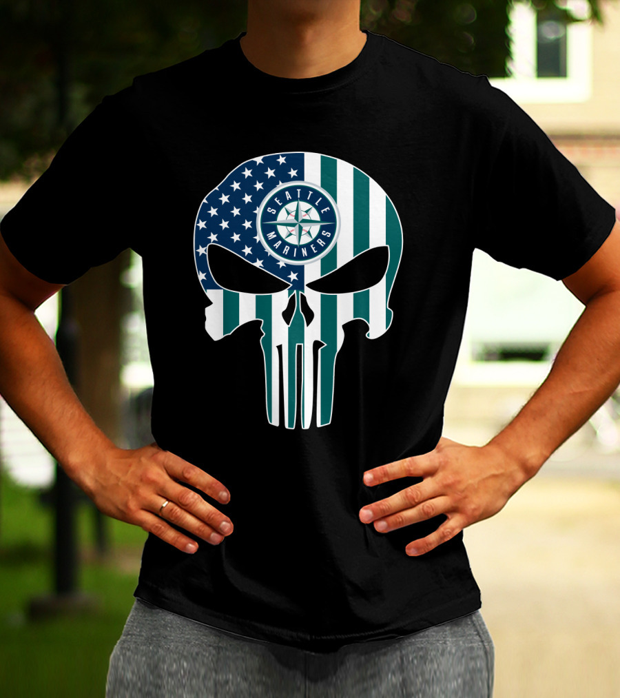Seattle Mariners Skull Stars Stripes T-Shirt