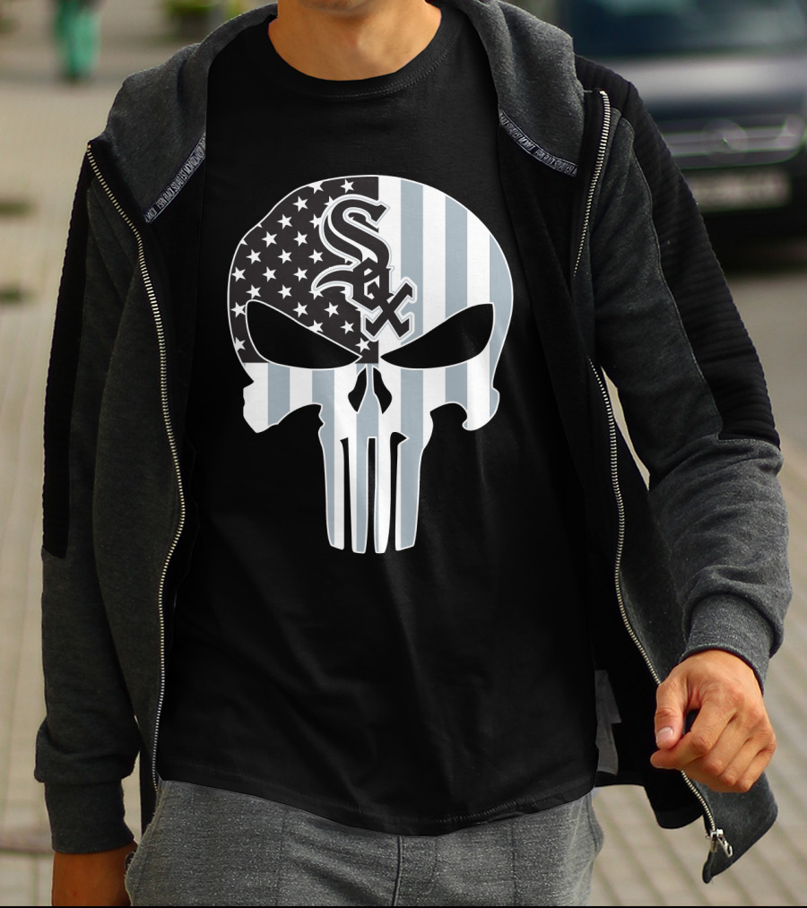 Chicago White Sox Punisher Skull American Flag T-Shirt