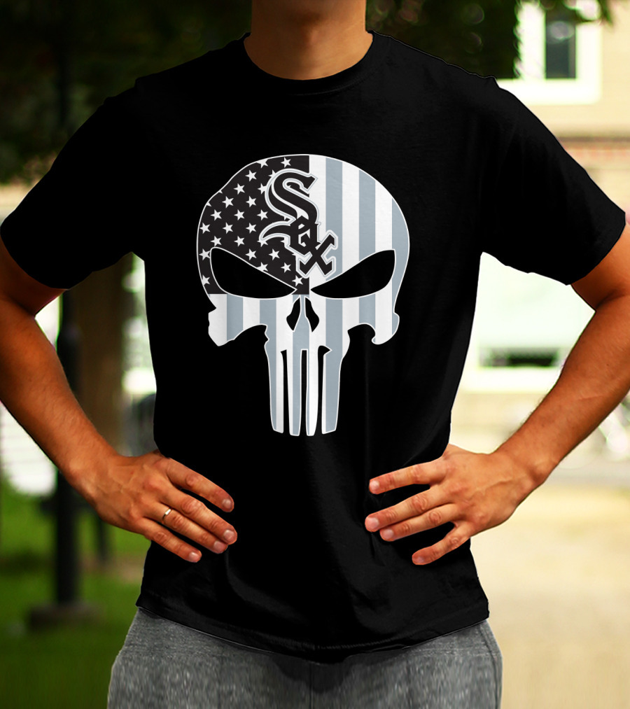 Chicago White Sox Punisher Skull American Flag T-Shirt