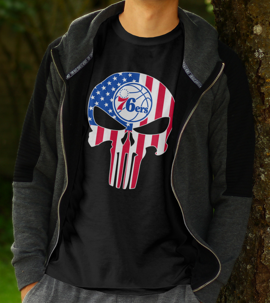 Philadelphia 76ers Stars And Stripes Punisher T-Shirt