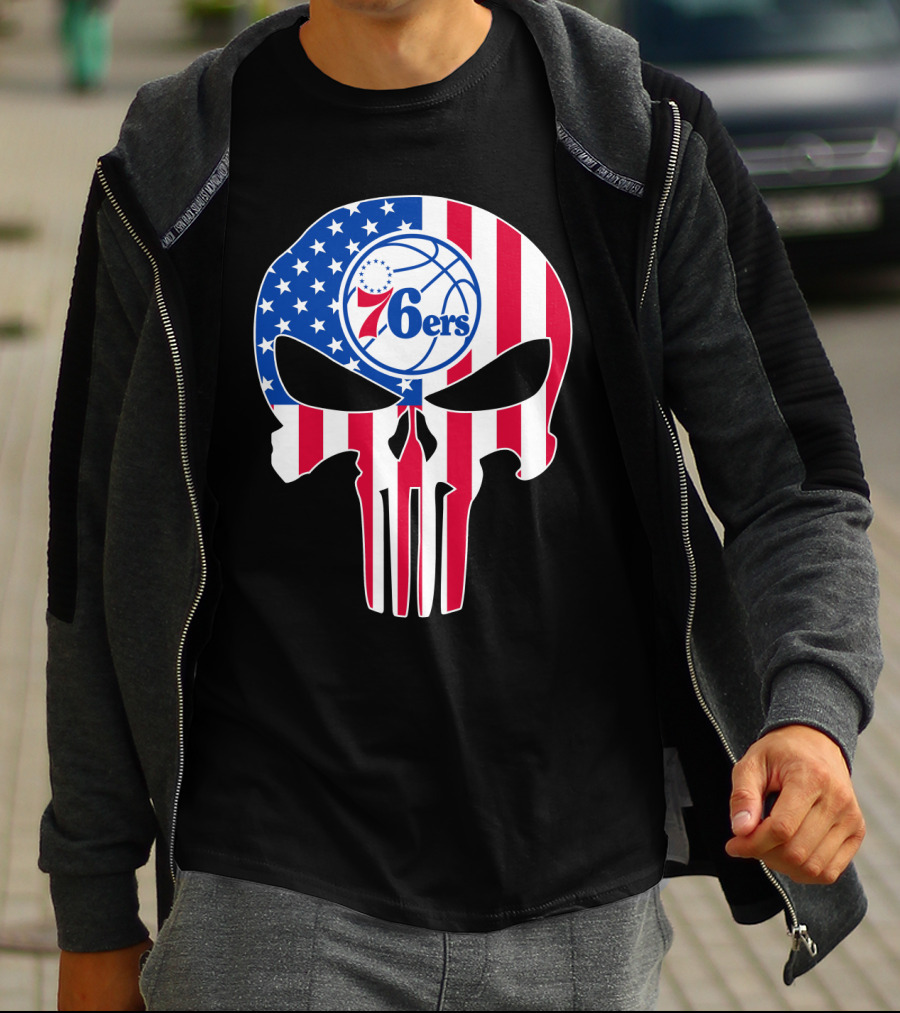 Philadelphia 76ers Stars And Stripes Punisher T-Shirt