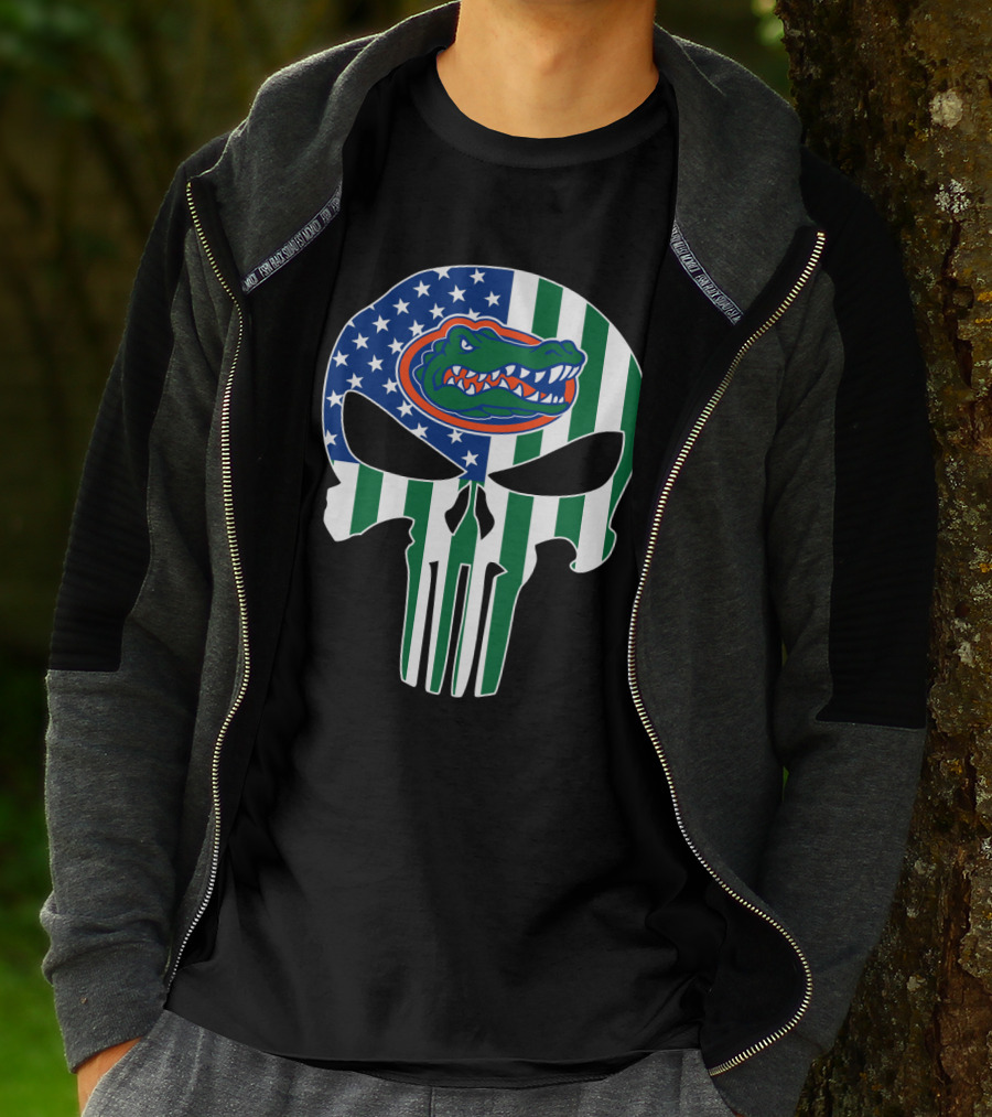 Florida Gators American Flag Punisher Skull T-Shirt