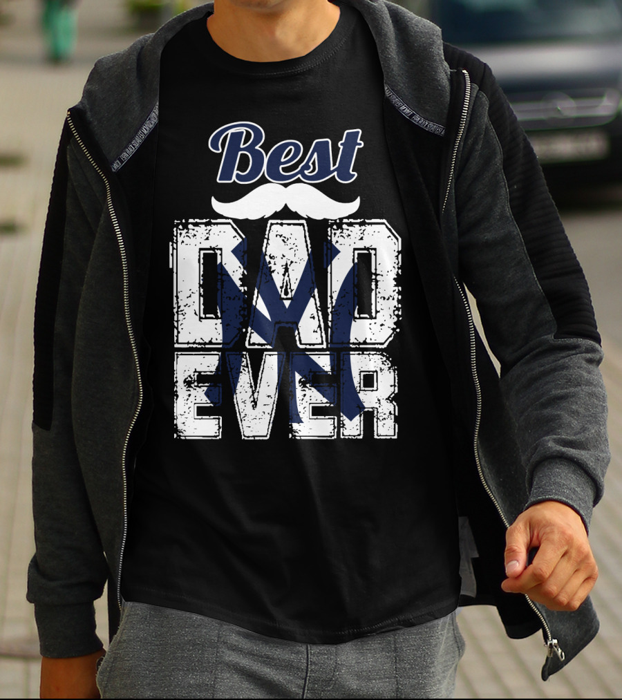 Best Dad Ever Yankees Logo Moustache T-Shirt