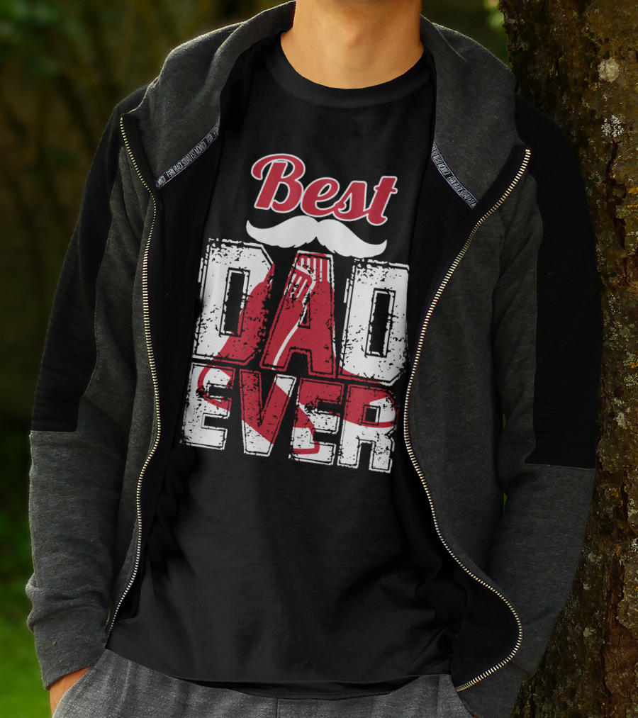 Best Dad Ever Red Sox Logo Moustache T-Shirt
