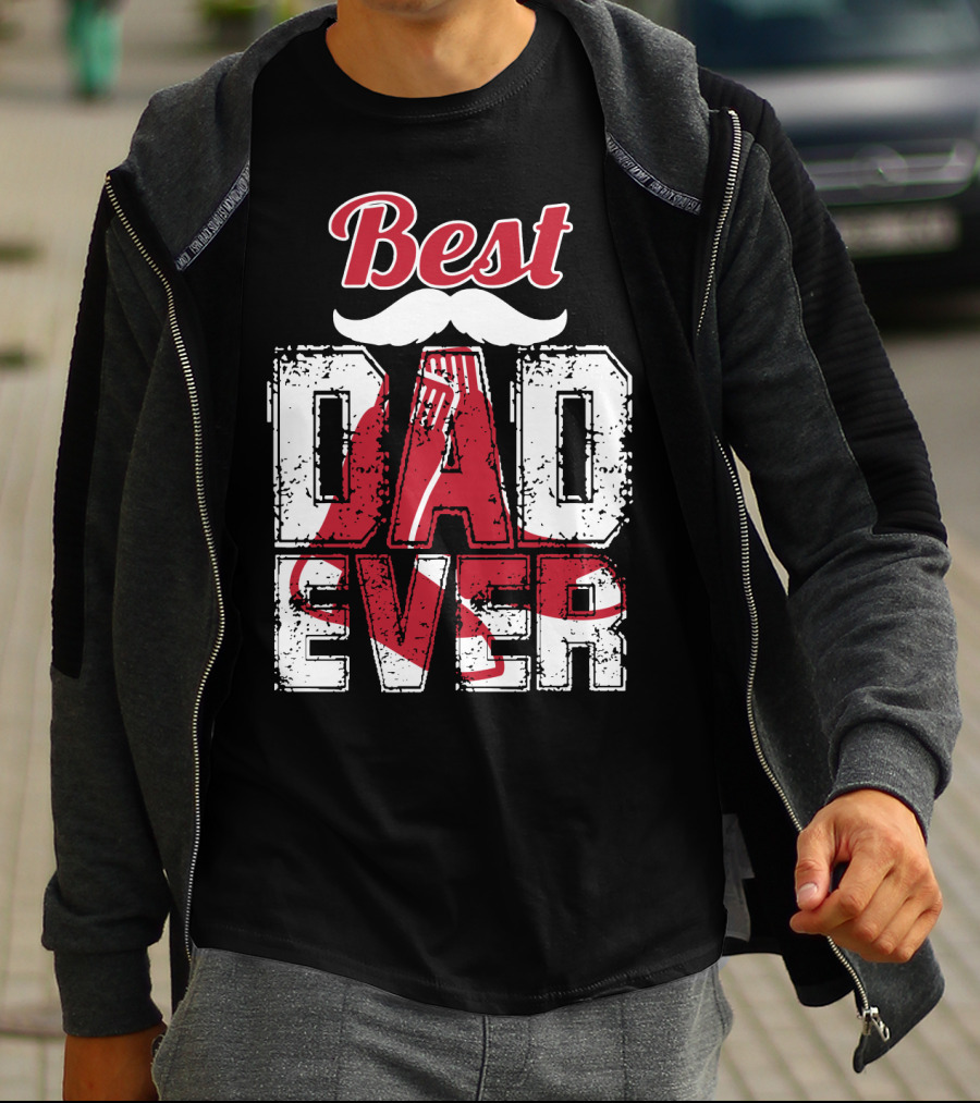 Best Dad Ever Red Sox Logo Moustache T-Shirt